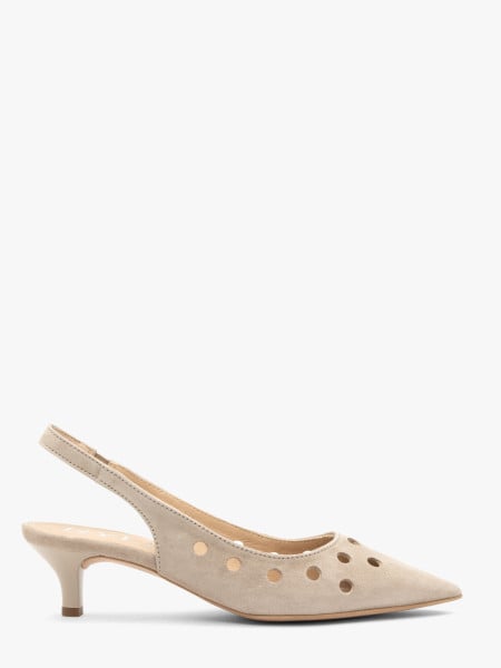 Beżowe wycinane czółenka slingback bez pięty