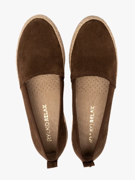 Welurowe brązowe espadryle damskie