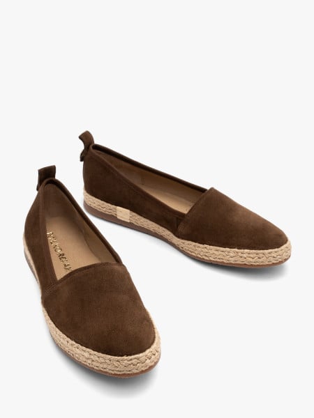 Welurowe brązowe espadryle damskie