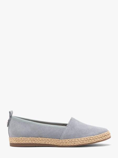 Niebieskie espadryle ze skóry welurowej