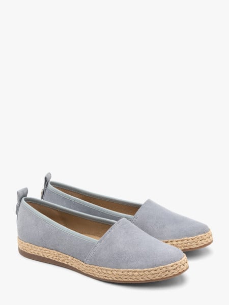 Niebieskie espadryle ze skóry welurowej