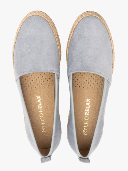 Niebieskie espadryle ze skóry welurowej