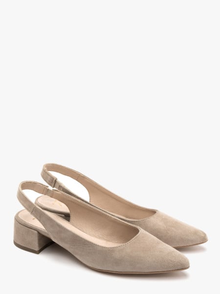 Beżowe czółenka z otwartą piętą typu slingback