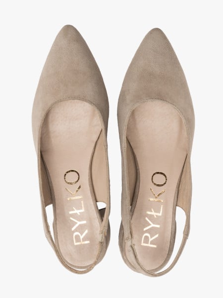 Beżowe czółenka z otwartą piętą typu slingback