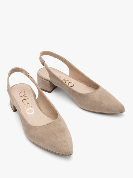 Beżowe czółenka z otwartą piętą typu slingback