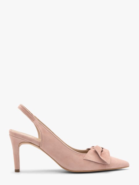 Różowe czółenka damskie bez pięty slingback z kokardą