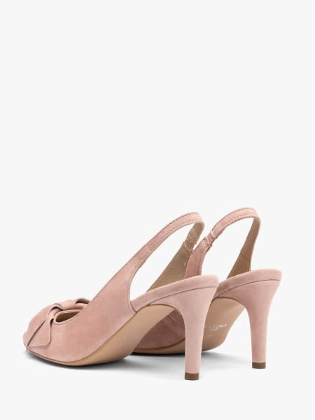 Różowe czółenka damskie bez pięty slingback z kokardą