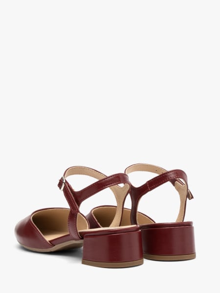 Bordowe czółenka damskie slingback bez pięty