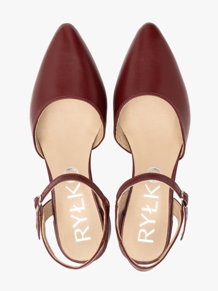 Bordowe czółenka damskie slingback bez pięty