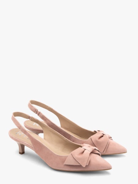 Różowe czółenka damskie bez pięty slingback z kokardą