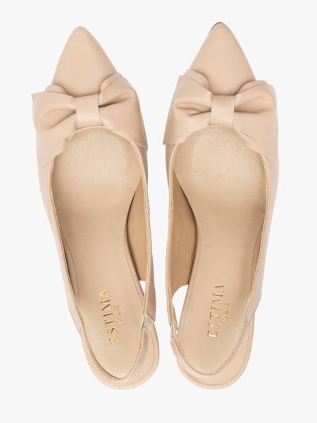 Czółenka typu slingback z kokardką