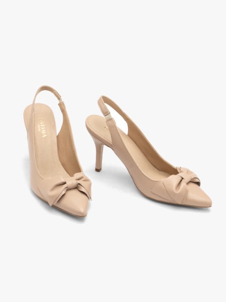 Czółenka typu slingback z kokardką