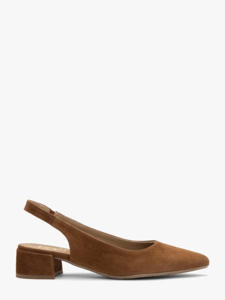 Brązowe czółenka slingback bez pięty