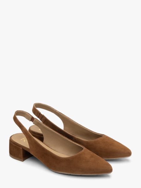 Brązowe czółenka slingback bez pięty
