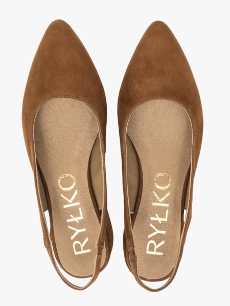 Brązowe czółenka slingback bez pięty