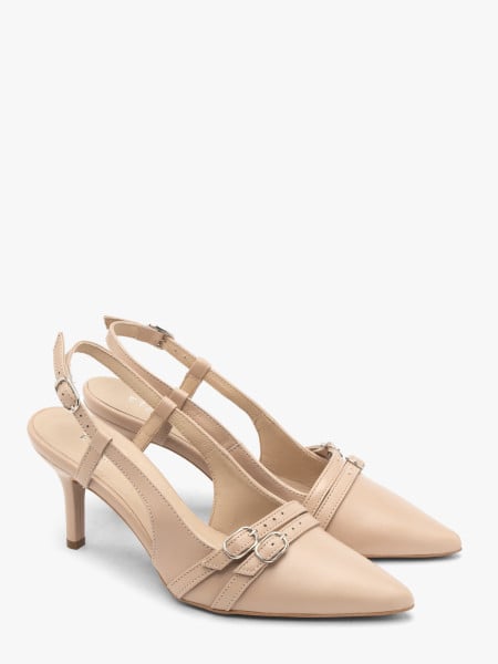 Czółenka slingback z dekoracyjnymi paskami