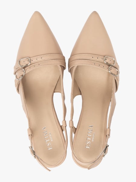 Czółenka slingback z dekoracyjnymi paskami