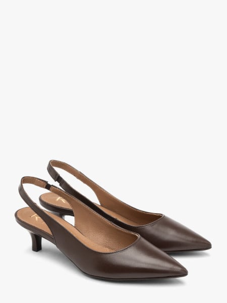 Brązowe czółenka slingback bez pięty