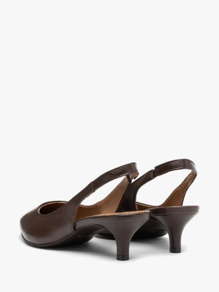 Brązowe czółenka slingback bez pięty