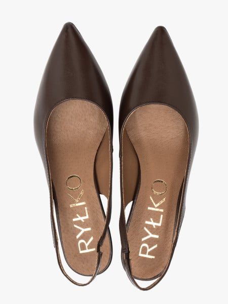Brązowe czółenka slingback bez pięty