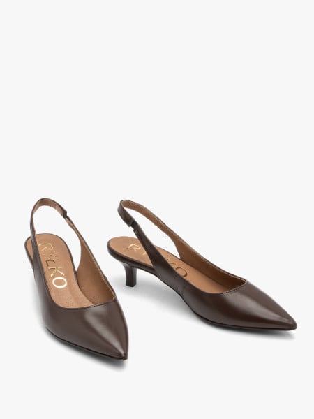Brązowe czółenka slingback bez pięty