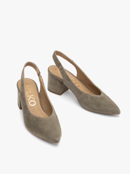 Oliwkowe czółenka damskie slingback
