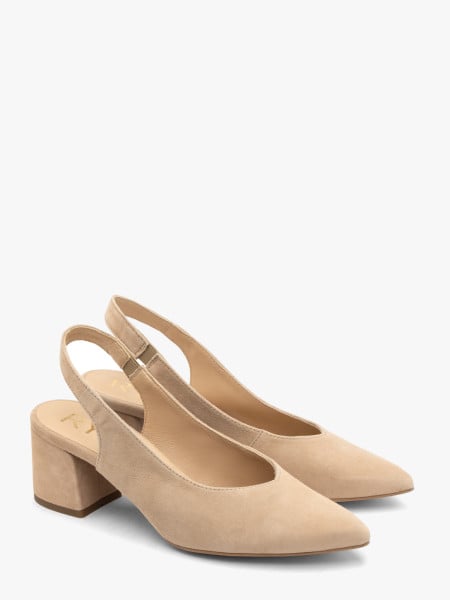 Beżowe czółenka slingback bez pięty