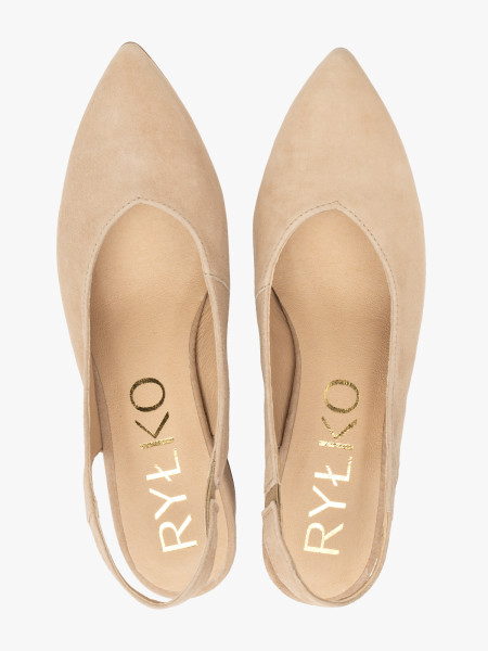 Beżowe czółenka slingback bez pięty