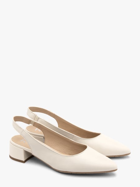 Kremowe czółenka slingback bez pięty